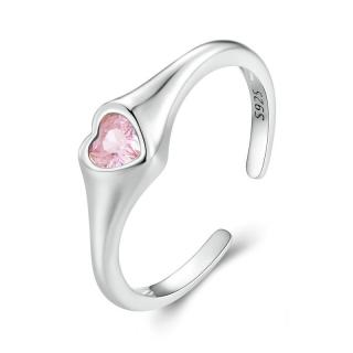 Inel reglabil din Argint 925 - Pink Heart