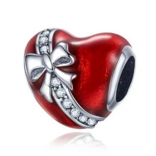 Talisman Argint 925, Charm compatibil Pandora ,       Beautiful Red Heart