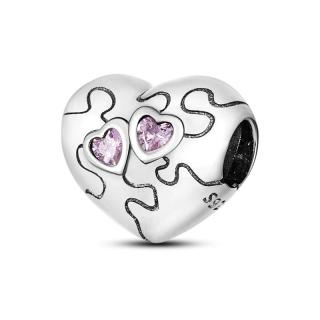 Talisman Argint 925, Charm compatibil Pandora ,       Heart EKG