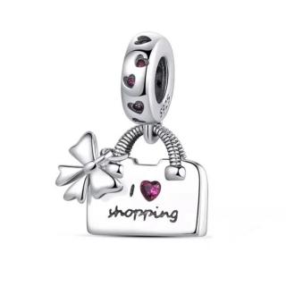 Talisman Argint 925, Charm compatibil Pandora ,       I Love Shopping