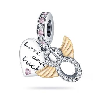 Talisman Argint 925, Charm compatibil Pandora ,       Love and luck