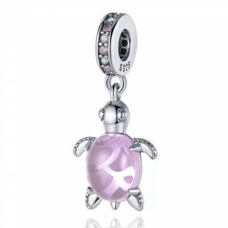 Talisman Argint 925, Charm compatibil Pandora ,       Pink turtle