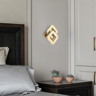 Aplica led 32W cristale Auriu patrat 3 tipuri de lumina