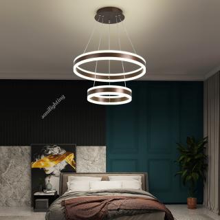 Lustra Led Cerc 204W, Maro, 2 cercuri, Telecomanda, Suspendata, Intensitate reglabila