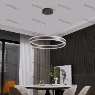 Lustra Led Cercuri 124W, Maro, 1 cerc, telecomanda, intensitate reglabila