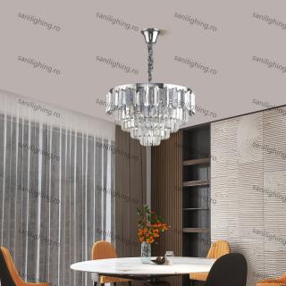 Lustra Led Cristale 96W Diametru 480mm CROM