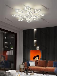 Lustra Led Flacara 264W, Alba, 8+4 brate, telecomanda, intensitate reglabila