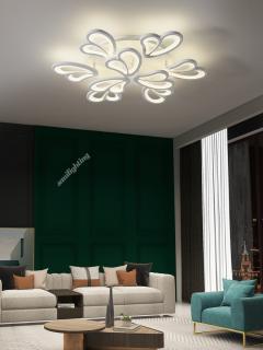 Lustra Led Flower Petals 234W, Telecomanda, Alba, 6+3 Brate, Intensitate Reglabila