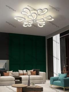 Lustra Led Fluture 234W, Alba, 6+3 brate, telecomanda, intensitate reglabila