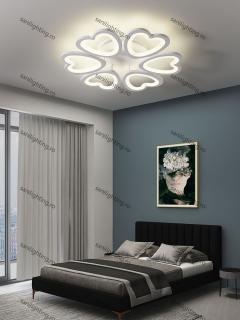 Lustra Led Inima 168W(84W+84W), Alba, 6 brate, telecomanda