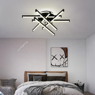 Lustra Led Linii 150W, Neagra, telecomanda, intensitate reglabila