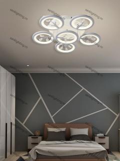 Lustra Led Ramuri 144W(72W+72W), Alba, 6 brate, telecomanda
