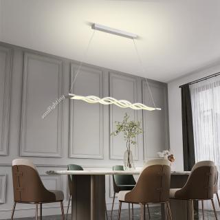 Lustra Led Valuri 160W, Alba, Suspendata, Telecomanda, Intensitate reglabila