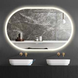 Oglinda LED  110cmx70 cm, Ovala ntrerupator Touch, Dezaburire, 3 tipuri de lumina, Dimabila, Ceas ,Termometru 058  - 05