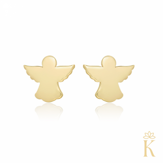 Cercei cu protectie, aur galben 14K, Ingerasi mici, 4x5 mm