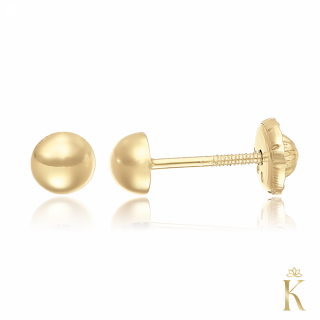 Cercei cu protectie, aur galben 14K, Semisfere 4 mm