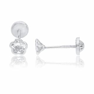 Cercei din argint cu protectie, Flori 4 mm cu piatra zirconia