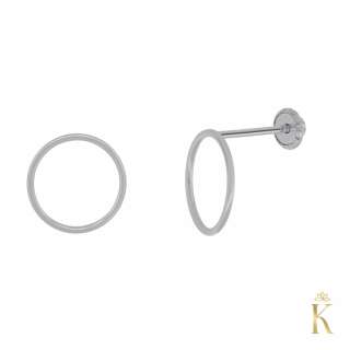 Cercei minimalisti cu protectie, din aur alb 14K, Cerc 11 mm