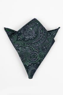 Batista matase naturala neagra cu paisley verde si gri