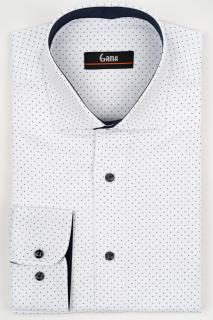 Camasa barbati regular fit alba cu buline bleumarin 2XL-3XL