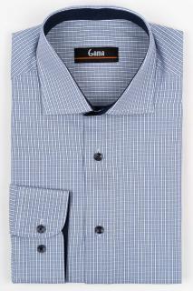 Camasa barbati regular fit alba cu carouri albastre si kaki  2XL-4XL