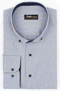 Camasa barbati regular fit alba cu carouri albastre si maro 2XL-3XL