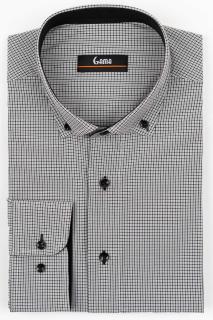 Camasa barbati regular fit alba cu carouri negre si gri 2XL