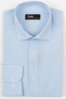 Camasa barbati regular fit alba cu dungi bleu 2XL