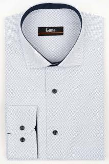 Camasa barbati regular fit alba cu imprimeu bleumarin 2XL-3XL