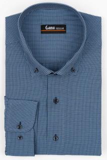 Camasa barbati regular fit albastra cu carouri bleu si bej 2XL-3XL