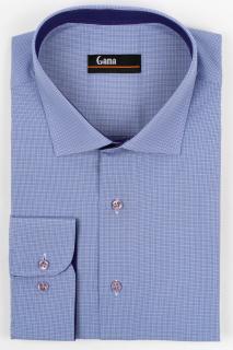 Camasa barbati regular fit bleu cu carouri albe si roz 2XL-4XL