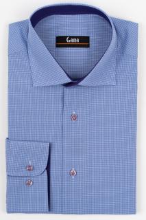 Camasa barbati regular fit bleu cu carouri mici roz si albe  2XL-4XL
