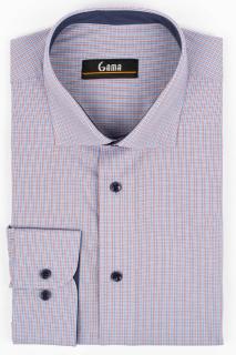 Camasa barbati regular fit bleu cu dungi albe si rosii 2XL