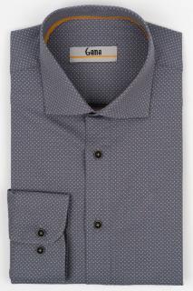 Camasa barbati regular fit gri cu imprimeu albastru si alb CONFORT - 2XL