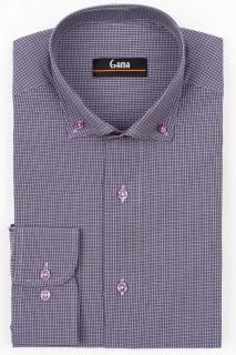 Camasa barbati regular fit mov cu carouri lila si bej