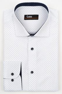 Camasa barbati slim fit alba cu buline albastre si insertie