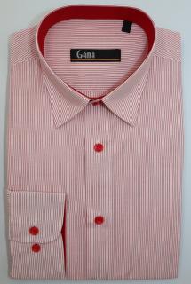 Camasa barbati slim fit alba cu dungi rosii