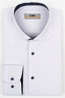 Camasa barbati slim fit alba cu imprimeu albastru si rosu- CONFORT
