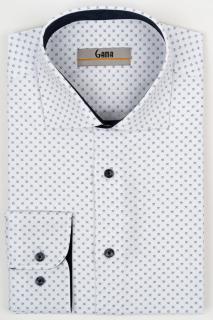 Camasa barbati slim fit alba cu imprimeu geometric bleumarin si albastru CONFORT