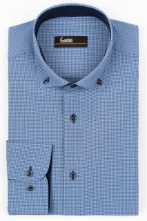 Camasa barbati slim fit albastra cu carouri bleumarin si albe