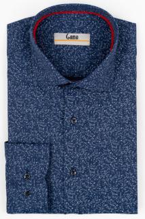 Camasa barbati slim fit albastra cu imprimeu abstract bleu-CONFORT