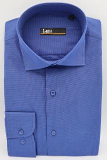 Camasa barbati slim fit albastra cu imprimeu negru