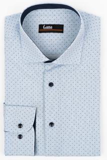 Camasa barbati slim fit bleu cu imprimeu bleumarin