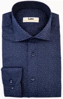 Camasa barbati slim fit bleumarin cu imprimeu alb CONFORT