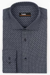 Camasa barbati slim fit neagra cu imprimeu alb