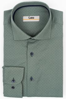 Camasa barbati slim fit verde cu imprimeu bleumarin si alb CONFORT