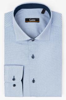 Camasa bumbac regular cu picouri bleumarin