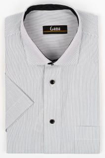 Camasa cu maneca scurta regular fit alba cu dungi negre 2XL-4XL