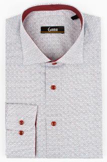 Camasa premium slim alba cu motive geometrice rosii