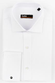 Camasa regular alba cu model in tesatura cu manseta dubla  2XL